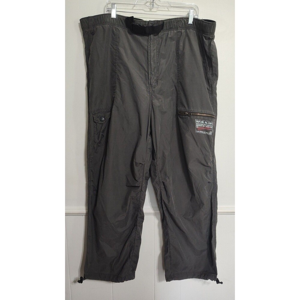 VTG Old Navy Pants Men XL Gray Cargo‎ Y2K Army Baggy Stencil Paratrooper Skater